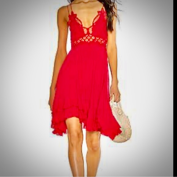 southern fried chics Dresses & Skirts - Southern Fried Chics Flirty Flare Lace Cutout Strappy Elegant Vibrant Red Dress